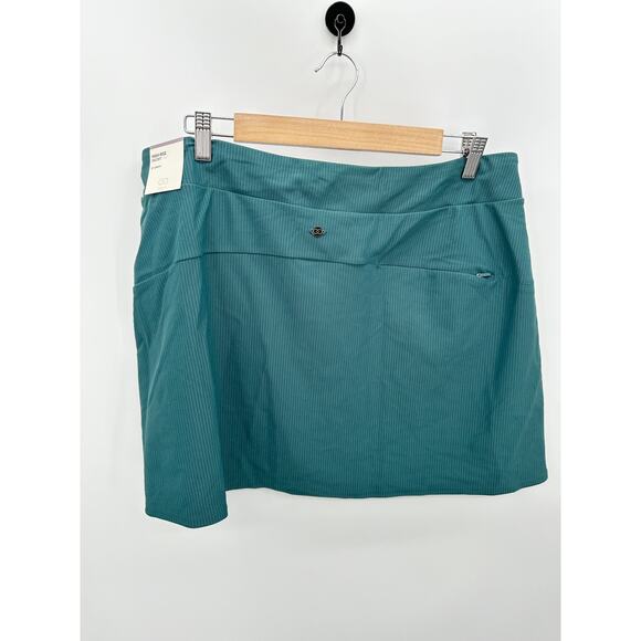 Calia Skirt Women XXL NWT Green Deep Aqua 15" Ribbed Slit Mini Skort Golf - Picture 2 of 11